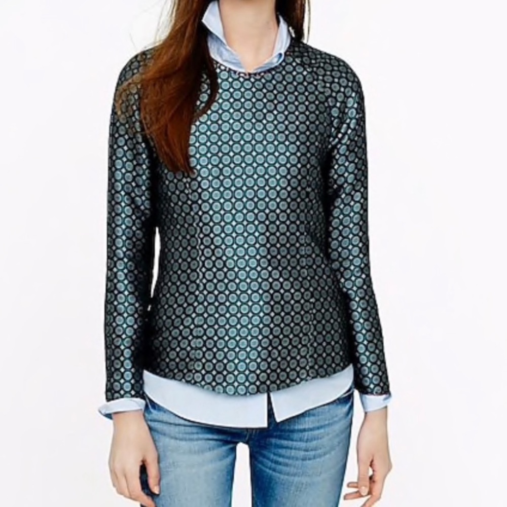 J. Crew Collection Silk Jade Foulard Top - 14